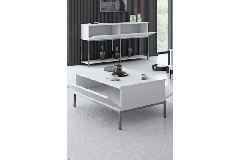 Soffbord Tejmon 90 cm - Vit/Grå - Möbler - Bord & matgrupp - Soffbord