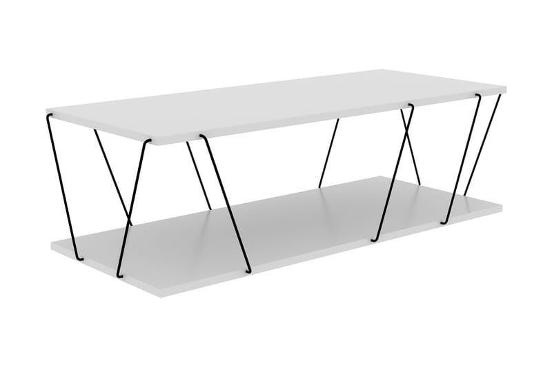 Soffbord Terande 120 cm med Förvaring Hylla - Vit/Svart - Soffbord