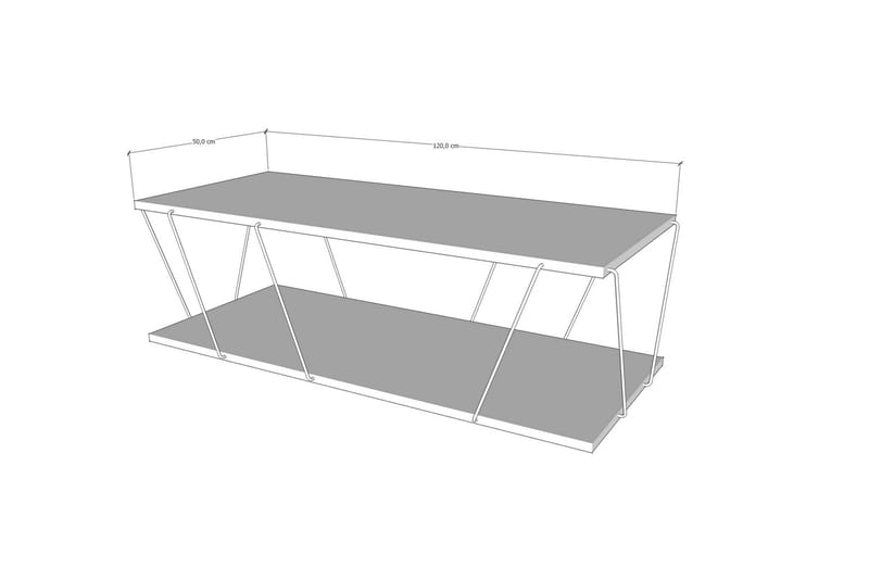 Soffbord Terande 120 cm med Förvaring Hylla - Vit/Svart - Soffbord
