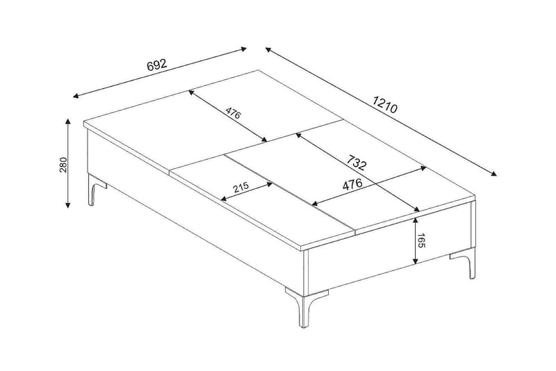 Soffbord Tessie 121 cm Höj- och Sänkbar med Förvaring - Vit - Möbler - Bord & matgrupp - Soffbord - Höj och sänkbart soffbord
