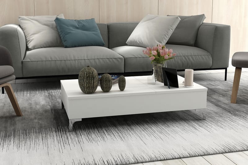 Soffbord Tessie 121 cm Höj- och Sänkbar med Förvaring - Vit - Möbler - Bord & matgrupp - Soffbord - Höj och sänkbart soffbord