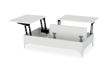 Soffbord Tessie 121 cm Höj- och Sänkbar med Förvaring - Vit - Möbler - Bord & matgrupp - Soffbord - Höj och sänkbart soffbord