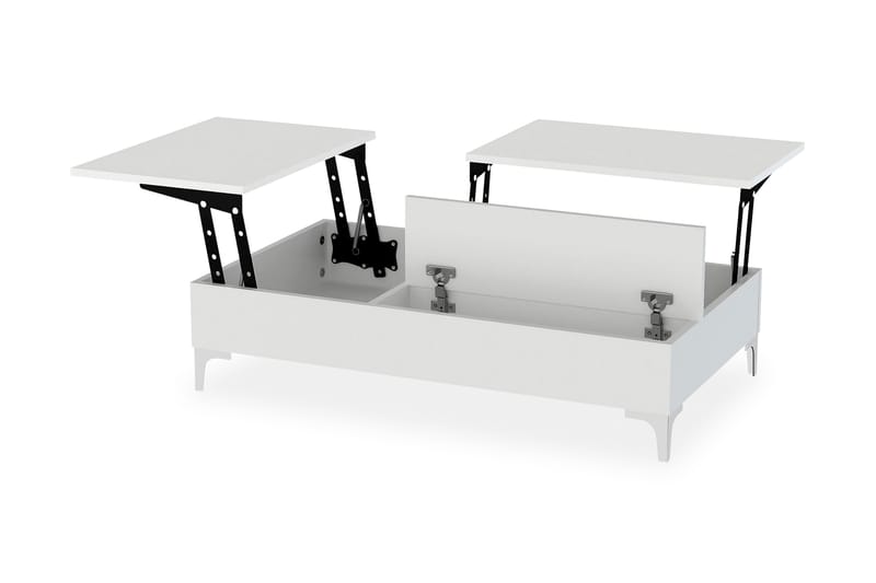 Soffbord Tessie 121 cm Höj- och Sänkbar med Förvaring - Vit - Soffbord