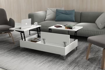 Soffbord Tessie 121 cm Höj- och Sänkbar med Förvaring - Vit - Möbler - Bord & matgrupp - Soffbord - Höj och sänkbart soffbord
