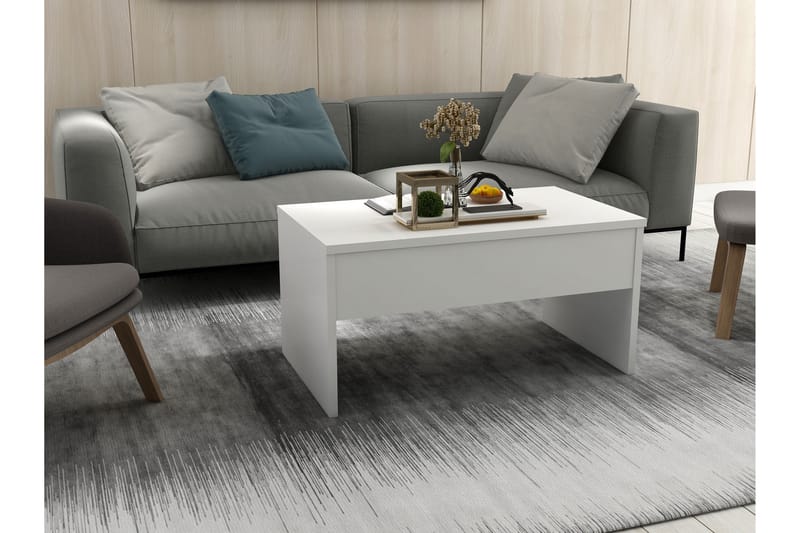 Soffbord Tessie 90 cm Höj- och Sänkbar med Förvaring - Vit - Möbler - Bord & matgrupp - Soffbord