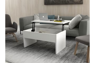 Soffbord Tessie 90 cm Höj- och Sänkbar med Förvaring - Vit - Möbler - Bord & matgrupp - Soffbord