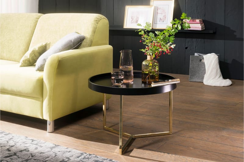 Soffbord Tilesha 59 cm Runt - Svart/Guld - Möbler - Bord & matgrupp - Soffbord