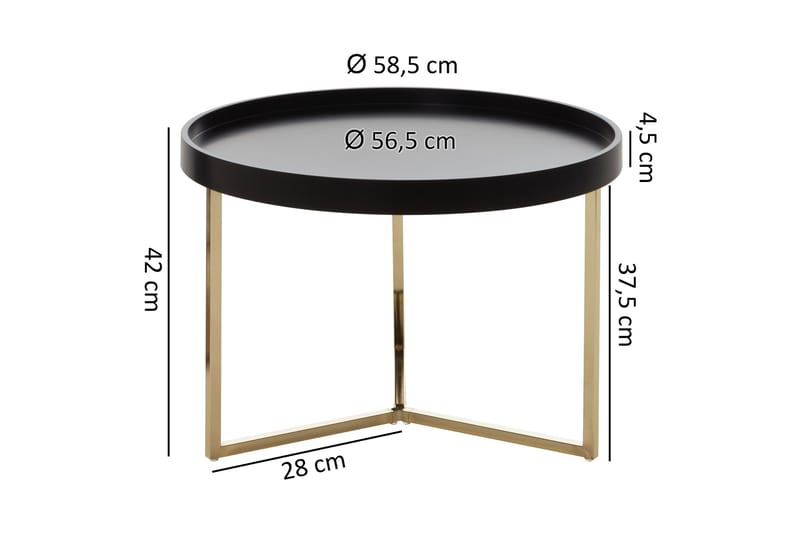 Soffbord Tilesha 59 cm Runt - Svart/Guld - Möbler - Bord & matgrupp - Soffbord