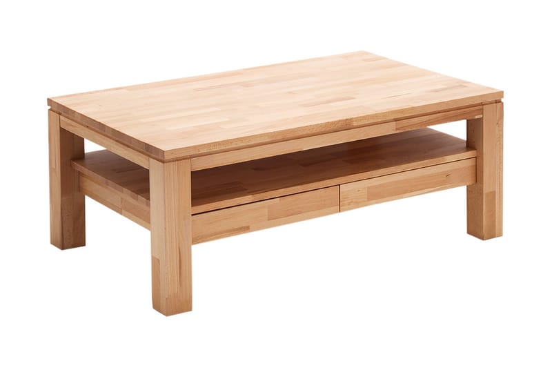 Soffbord Tinga 115 cm med Förvaring Hyllor + Lådor - Ekfärg - Soffbord - Soffbord med förvaring