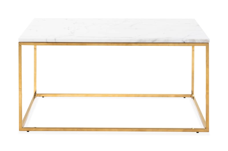 Soffbord Titania 90 cm Marmor - Vit/Mässing - Marmorbord - Soffbord