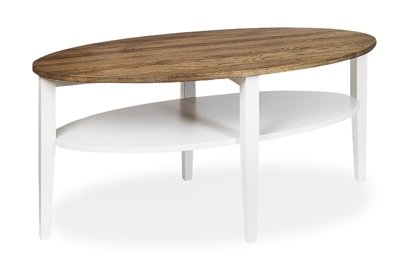 Soffbord Tranås 120 cm Ovalt med Förvaring Hylla - Ek/Vit - Soffbord - Soffbord med förvaring Soffbord Tranås 120 cm Ovalt med Förvaring Hylla - Ek/Vit - Soffbord - Soffbord med förvaring