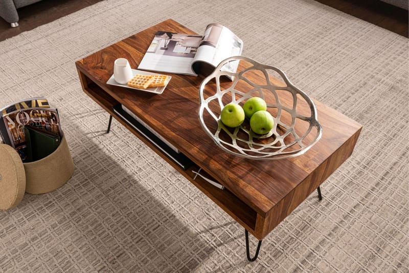 Soffbord Trubiano 100 cm - Massivt Trä/Svart - Möbler - Bord & matgrupp - Soffbord