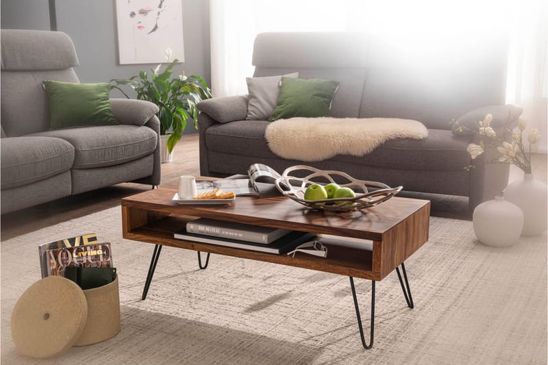 Soffbord Trubiano 100 cm - Massivt Trä/Svart - Möbler - Bord & matgrupp - Soffbord