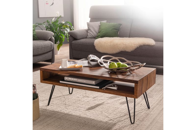 Soffbord Trubiano 100 cm - Massivt Trä/Svart - Möbler - Bord & matgrupp - Soffbord