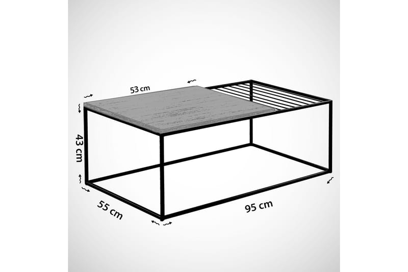 Soffbord Ubbeboda 95 cm Marmormönster Ribbor - Svart - Marmorbord - Soffbord