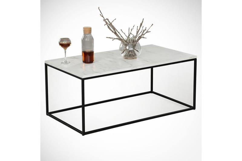 Soffbord Ubbeboda 95 cm Marmormönster - Vit/Svart/Grå - Möbler - Bord & matgrupp - Soffbord