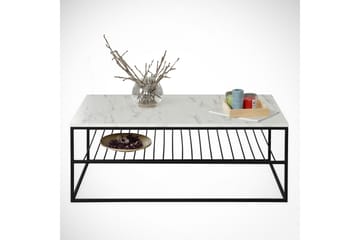 Soffbord Ubbeboda 95 cm med Förvaring Hylla Marmormönster Ri - Vit/Svart - Möbler - Bord & matgrupp - Soffbord