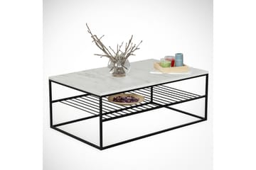 Soffbord Ubbeboda 95 cm med Förvaring Hylla Marmormönster Ri - Vit/Svart - Möbler - Bord & matgrupp - Soffbord