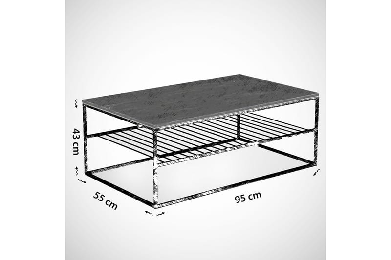 Soffbord Ubbeboda 95 cm med Förvaring Hylla Marmormönster Ri - Vit/Svart - Marmorbord - Soffbord