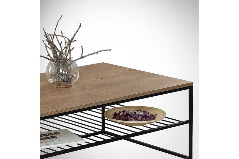 Soffbord Ubbeboda 95 cm med Hyllor Ribbor - Brun/Ek - Möbler - Bord & matgrupp - Soffbord