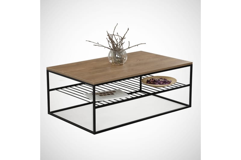 Soffbord Ubbeboda 95 cm med Hyllor Ribbor - Brun/Ek - Möbler - Bord & matgrupp - Soffbord