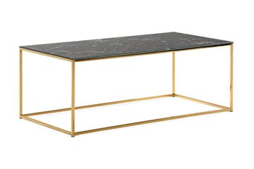 Soffbord Valeria 120 cm Marmormönster - Glas/Svart/Mässing - Möbler - Bord & matgrupp - Soffbord