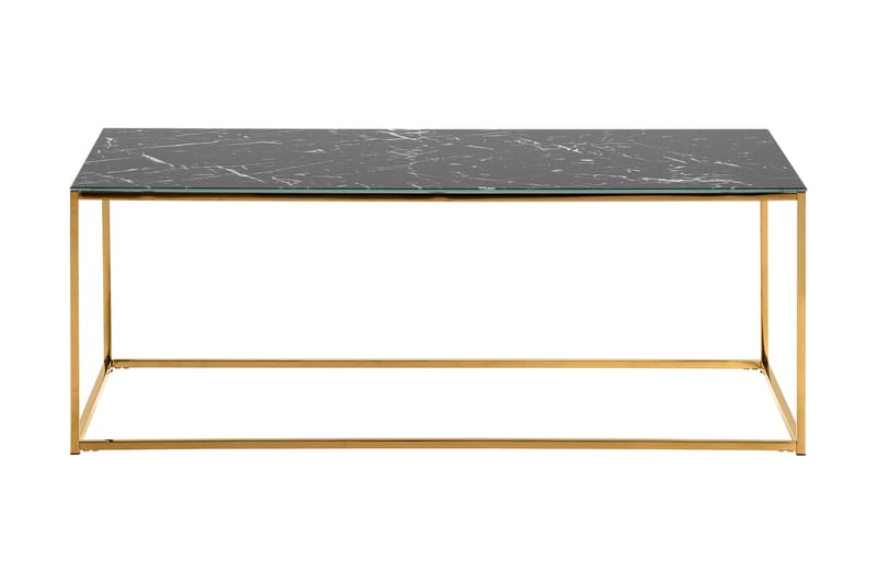 Soffbord Valeria 120 cm Marmormönster - Glas/Svart/Mässing - Möbler - Bord & matgrupp - Soffbord