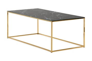 Soffbord Valeria 120 cm Marmormönster - Glas/Svart/Mässing - Möbler - Bord & matgrupp - Soffbord