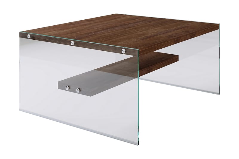 Soffbord Vallsbo 75 cm med Förvaring Hylla - Glas/Brun - Soffbord