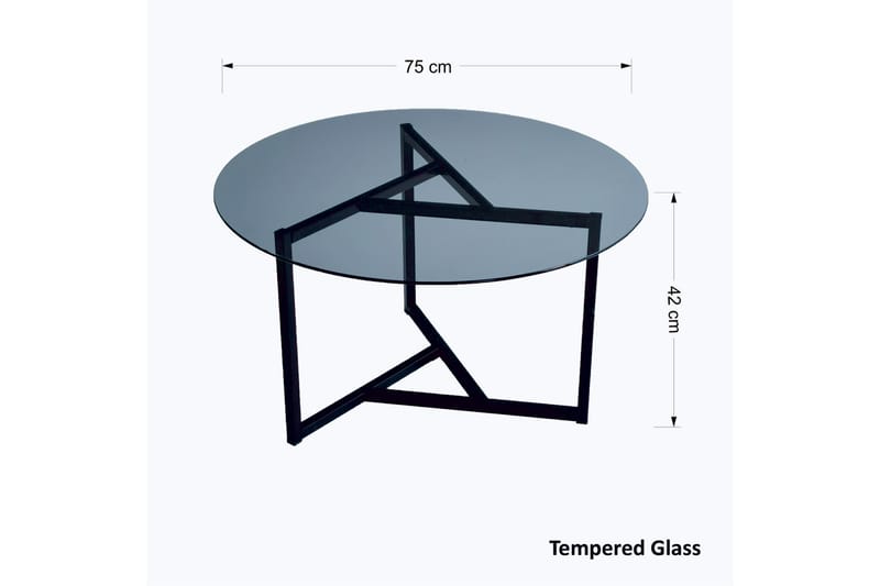 Soffbord Vallsbo 75 cm Runt X-formade Ben - Grå - Soffbord