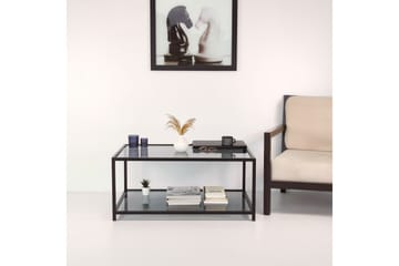 Soffbord Vallsbo 90 cm med Förvaring Hylla - Glas/Rökfärgad/Svart - Möbler - Bord & matgrupp - Soffbord