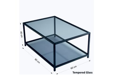 Soffbord Vallsbo 90 cm med Förvaring Hylla - Glas/Rökfärgad/Svart - Möbler - Bord & matgrupp - Soffbord