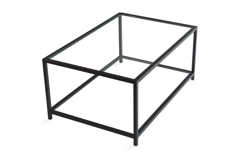 Soffbord Vallsbo 90 cm med Förvaring Hylla - Glas/Svart - Soffbord