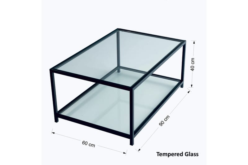 Soffbord Vallsbo 90 cm med Förvaring Hylla - Glas/Svart - Möbler - Bord & matgrupp - Soffbord