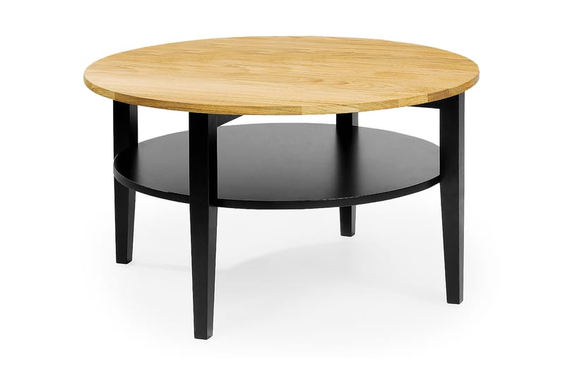 Soffbord Vanstad 80 cm Runt med Förvaring Hylla - Massiv Ek/Svart - Soffbord - Soffbord med förvaring Soffbord Vanstad 80 cm Runt med Förvaring Hylla - Massiv Ek/Svart - Soffbord - Soffbord med förvaring