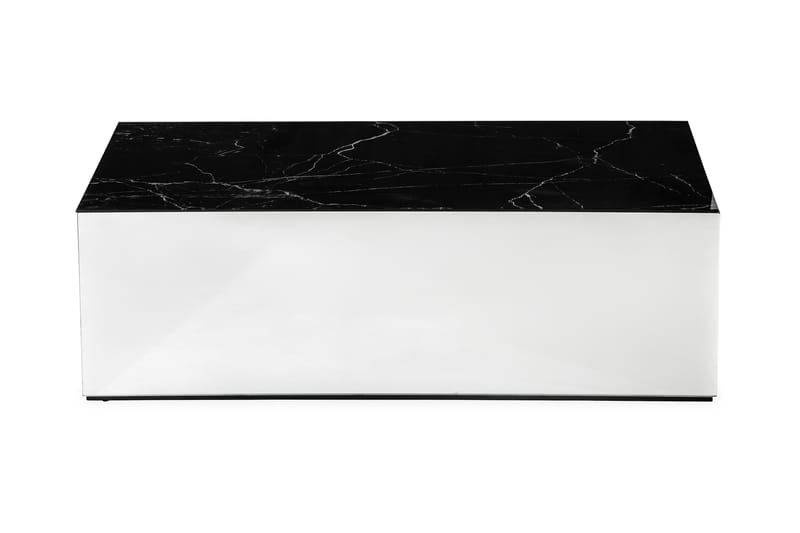 Soffbord Vathy 110 cm Marmormönster - Spegel/Glas/Svart - Soffbord - Marmorbord