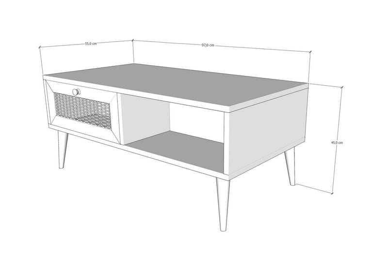 Soffbord Vergale 97 cm med Förvaring Hylla + 2 Lådor - Natur - Soffbord