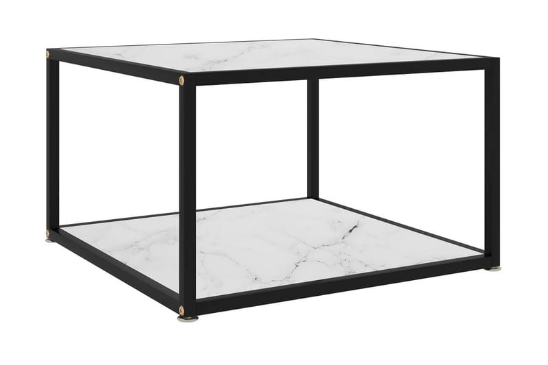 Soffbord vit 60x60x35 cm härdat glas - Vit - Marmorbord - Soffbord