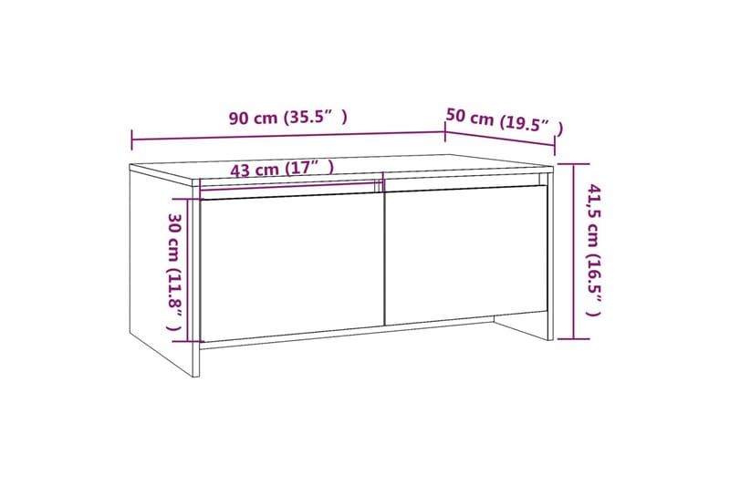 Soffbord vit 90x50x41,5 cm spånskiva - Vit - Soffbord