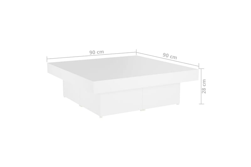 Soffbord vit 90x90x28 cm spånskiva - Vit - Soffbord