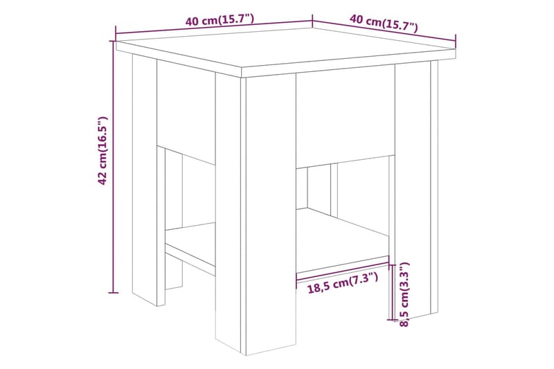 Soffbord vit högglans 40x40x42 cm konstruerat trä - Vit - Soffbord
