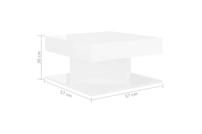 Soffbord vit högglans 57x57x30 cm spånskiva - Vit - Soffbord