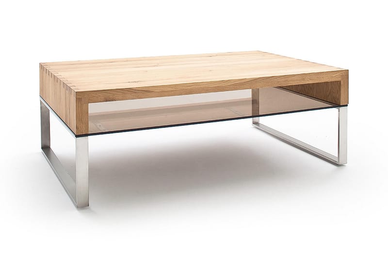 Soffbord Vovary 110 cm med Förvaring Hylla - Glas/Natur/Metall - Möbler - Bord & matgrupp - Soffbord