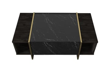 Soffbord Widegates 104 cm med Förvaring Hyllor + Lucka - Svart/Guld - Möbler - Bord & matgrupp - Soffbord