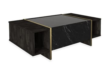 Soffbord Widegates 104 cm med Förvaring Hyllor + Lucka - Svart/Guld - Möbler - Bord & matgrupp - Soffbord