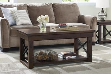 Soffbord Wildwood 112 cm med Förvaring Hylla Espresso - Dorel Home - Möbler - Bord & matgrupp - Soffbord