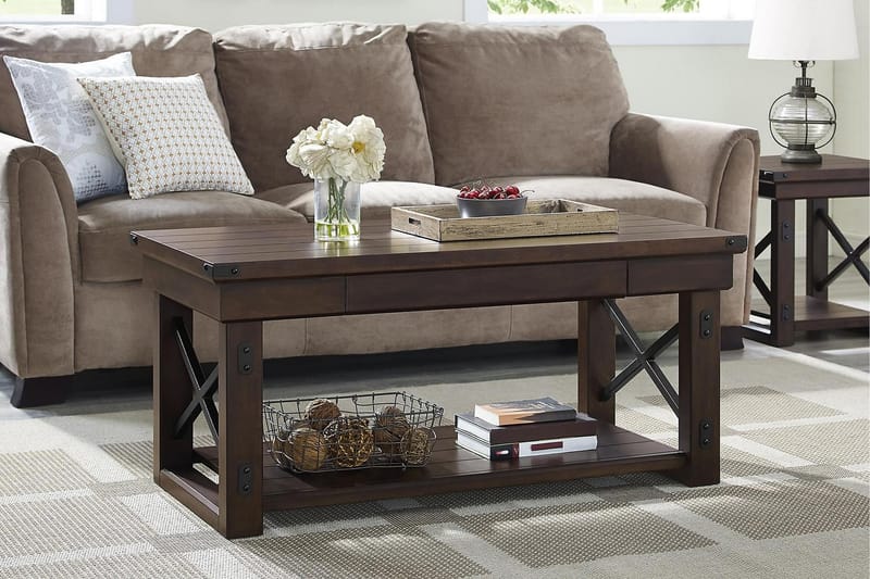 Soffbord Wildwood 112 cm med Förvaring Hylla Espresso - Dorel Home - Möbler - Bord & matgrupp - Soffbord