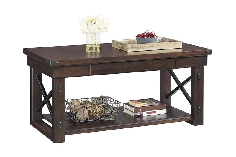 Soffbord Wildwood 112 cm med Förvaring Hylla Espresso - Dorel Home - Möbler - Bord & matgrupp - Soffbord