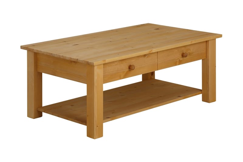 Soffbord Yamina 100 cm med Förvaring 2 Lådor + Hylla - Brun - Möbler - Bord & matgrupp - Soffbord