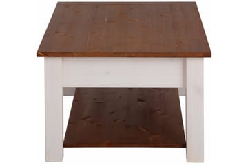 Soffbord Yamina 100 cm med Förvaring 2 Lådor + Hylla - Vit/Brun - Möbler - Bord & matgrupp - Soffbord